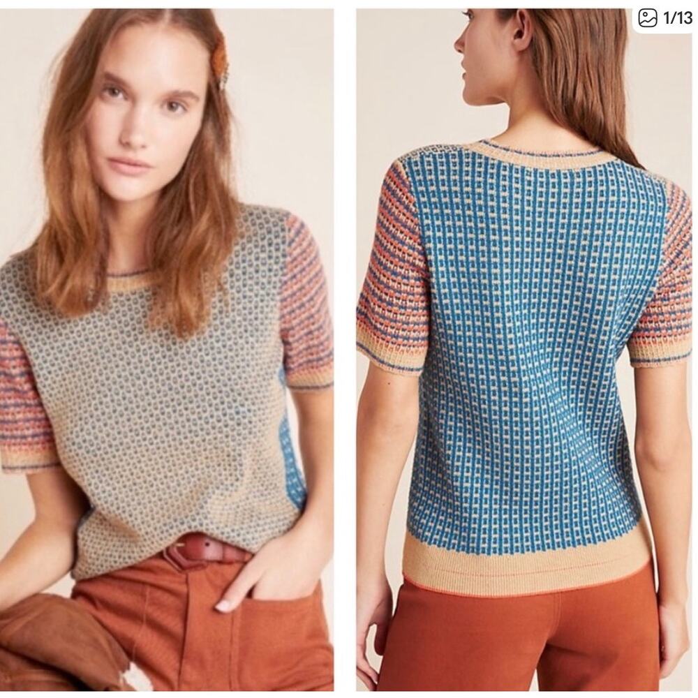 Anthropologie / Keaton Short Sleeve Sweater Tee  / sz S - Picture 2 of 3
